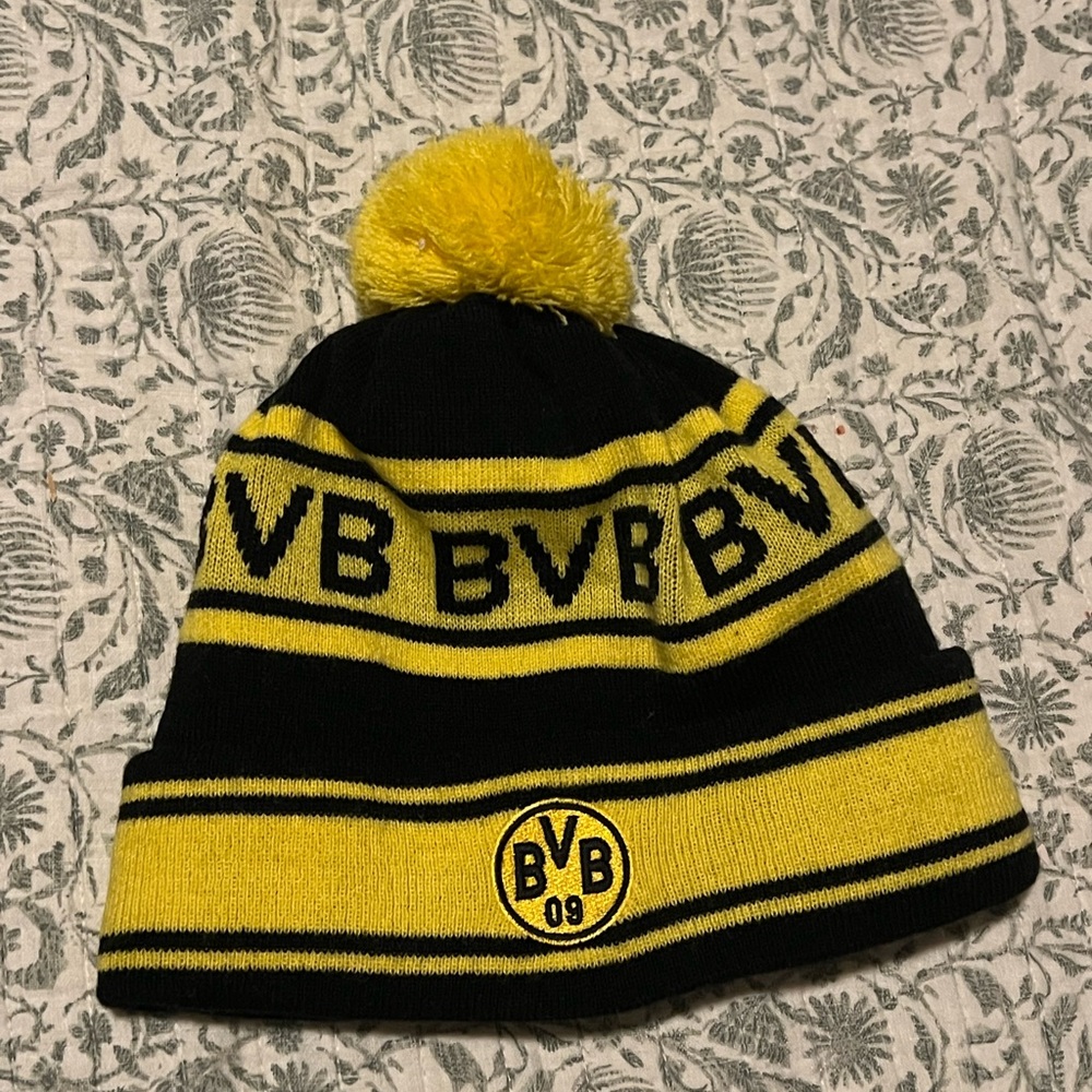 Black and Yellow BVB Beanie with Pom-Pom